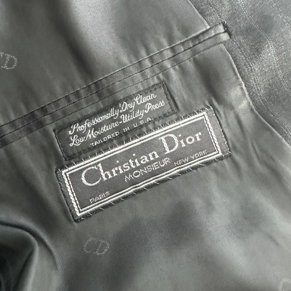 Vintage Christian Dior gray pinstriped blazer